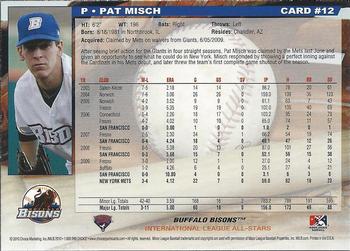2010 Choice International League All-Stars #12 Pat Misch Back