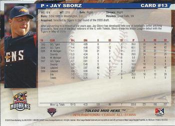 2010 Choice International League All-Stars #13 Jay Sborz Back