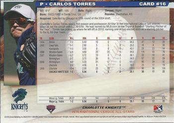2010 Choice International League All-Stars #16 Carlos Torres Back