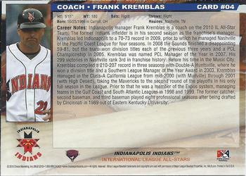 2010 Choice International League All-Stars #4 Frank Kremblas Back