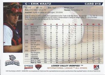 2011 Choice International League All-Stars #18 Erik Kratz Back