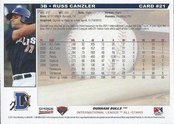 2011 Choice International League All-Stars #21 Russ Canzler Back