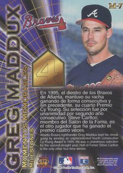 1996 Pacific Crown Collection - Milestones #M-7 Greg Maddux Back