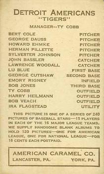 1922 E120 American Caramel Series of 240 #NNO Johnny Bassler Back