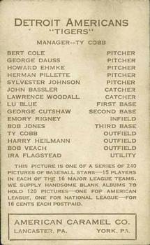 1922 E120 American Caramel Series of 240 #NNO Herman Pillette Back