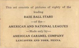 1922 E122 American Caramel Series of 80 #NNO Nemo Leibold Back