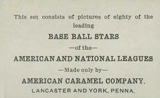 1921 American Caramel Series of 80 (E121) #NNO Eddie Collins Back