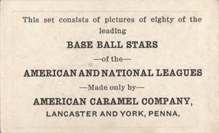 1921 American Caramel Series of 80 (E121) #NNO Bill Doak Back
