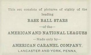 1921 American Caramel Series of 80 (E121) #NNO Urban Faber Back