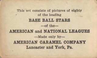 1921 American Caramel Series of 80 (E121) #NNO Kid Gleason Back