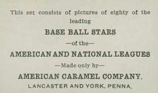 1921 American Caramel Series of 80 (E121) #NNO Roger Peckinpaugh Back