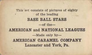 1921 American Caramel Series of 80 (E121) #NNO Earl S. Smith Back