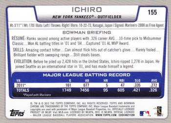 2012 Bowman Chrome #155 Ichiro Back