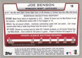 2012 Bowman Chrome #18 Joe Benson Back