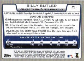 2012 Bowman Chrome #23 Billy Butler Back