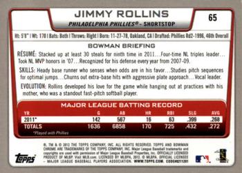 2012 Bowman Chrome #65 Jimmy Rollins Back