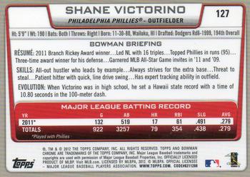 2012 Bowman Chrome #127 Shane Victorino Back