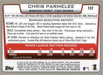 2012 Bowman Chrome #137 Chris Parmelee Back