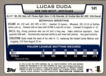 2012 Bowman Chrome #141 Lucas Duda Back