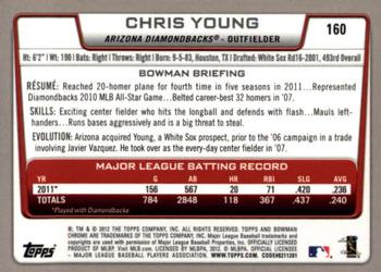 2012 Bowman Chrome #160 Chris Young Back
