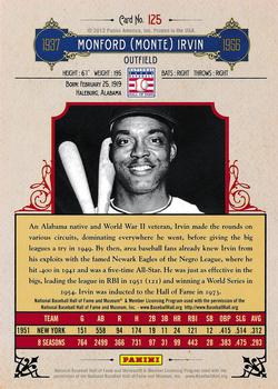 2012 Panini Cooperstown #125 Monte Irvin Back