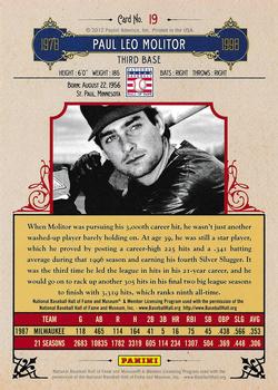 2012 Panini Cooperstown #19 Paul Molitor Back