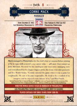 2012 Panini Cooperstown #8 Connie Mack Back