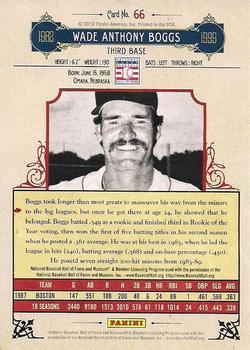 2012 Panini Cooperstown #66 Wade Boggs Back