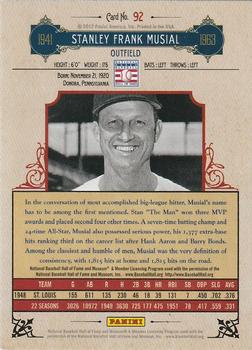 2012 Panini Cooperstown #92 Stan Musial Back
