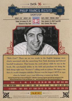 2012 Panini Cooperstown #96 Phil Rizzuto Back
