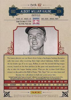 2012 Panini Cooperstown #102 Al Kaline Back