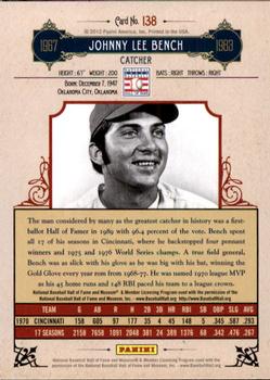 2012 Panini Cooperstown #138 Johnny Bench Back