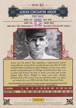 2012 Panini Cooperstown #163 Cap Anson Back