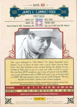 2012 Panini Cooperstown #169 Jimmie Foxx Back