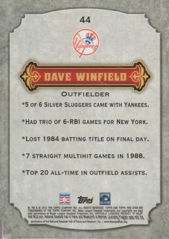 2012 Topps Five Star #44 Dave Winfield Back
