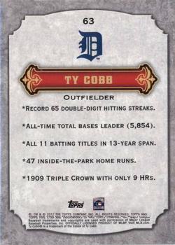 2012 Topps Five Star #63 Ty Cobb Back