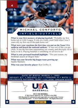 2012 Panini USA Baseball #4 Michael Conforto Back