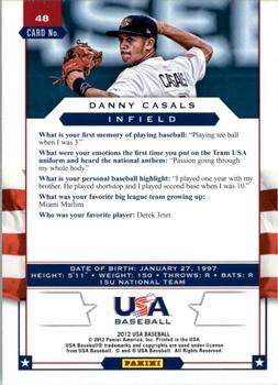 2012 Panini USA Baseball #48 Danny Casals Back