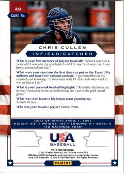 2012 Panini USA Baseball #49 Chris Cullen Back
