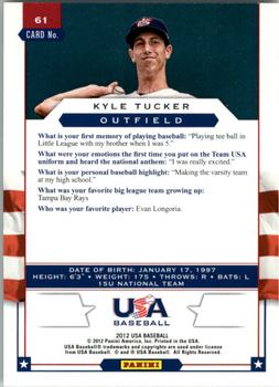 2012 Panini USA Baseball #61 Kyle Tucker Back