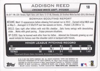 2012 Bowman Draft Picks & Prospects #18 Addison Reed Back
