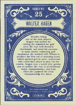 2012 Panini Golden Age #25 Walter Hagen Back
