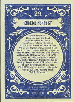 2012 Panini Golden Age #29 Rogers Hornsby Back