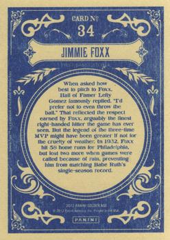 2012 Panini Golden Age #34 Jimmie Foxx Back