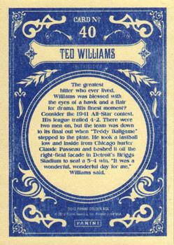 2012 Panini Golden Age #40 Ted Williams Back