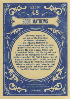 2012 Panini Golden Age #48 Eddie Mathews Back