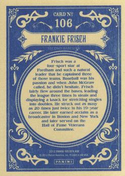2012 Panini Golden Age #106 Frankie Frisch Back