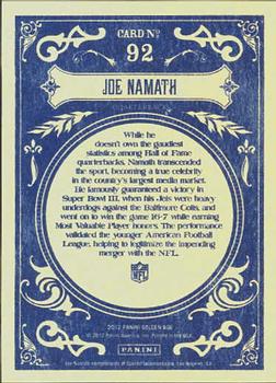2012 Panini Golden Age #92 Joe Namath Back