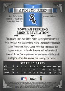 2012 Bowman Sterling #13 Addison Reed Back
