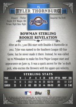 2012 Bowman Sterling #15 Tyler Thornburg Back